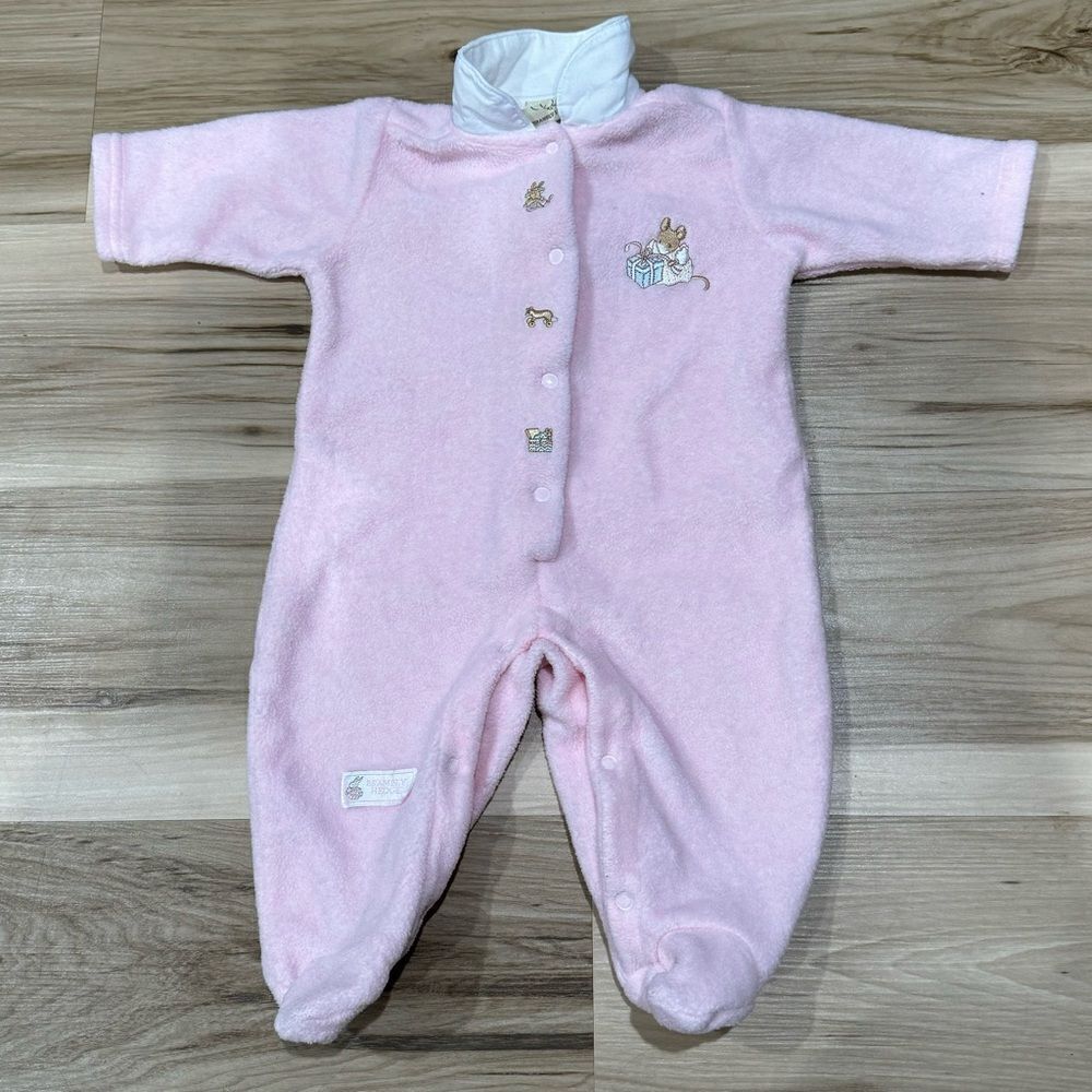 Brambly Hedge Pink Soft Embroidered One Piece Outfit Baby Girl 3/6 Month